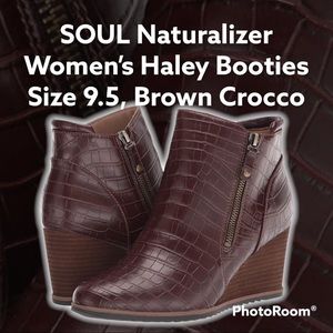 SOUL Naturalizer Women’s Haley Booties, Brown Crocco, 9.5